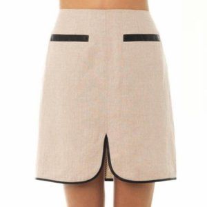 NWT LAgence Linen Faux Leather Trim Skirt Size 4 New With Tags Lightweight Mini